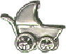 Baby Carriage Sterling Silver Charm Pendant 3D