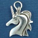 Unicorn Head Sterling Silver Charm Pendant