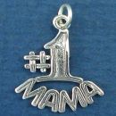 Mom, #1 Mama Word Phrase Sterling Silver Charm Pendant