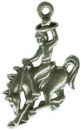 Cowboy Bronco Horse Rider Sterling Silver Charm Pendant