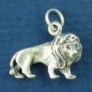 Lion African Male with Large Mane 3D Sterling Silver Charm Pendant