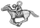 Race Horse and Jockey 3D Sterling Silver Charm Pendant