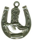Horseshoe with Cowboy Boot Sterling Silver Charm Pendant