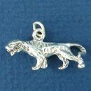 Asian Tiger 3D Sterling Silver Charm Pendant