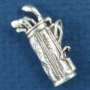 Golf Bag and Clubs 3D Sterling Silver Charm Pendant