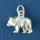 Bear Small 3D Sterling Silver Charm Pendant