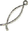 Religious Christian Fish Ichthus 3D Sterling Silver Charm Pendant