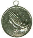 Religious Christian Praying Hands Medal Sterling Silver Charm Pendant