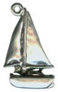 Boat: Catamaran Nautical 3D Sterling Silver Charm Pendant
