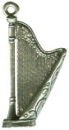 Music: Harp 3D Sterling Silver Charm Pendant
