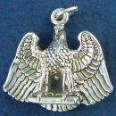 Eagle on Perch with Wings Spread Sterling Silver 3D Bird Charm Pendant