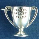 World Greatest Mother Word Phase on 3D Trophy Sterling Silver Charm Pendant