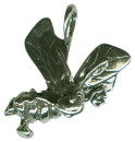 Bee in Flight 3D Sterling Silver Charm Pendant