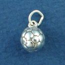 Soccer Ball Sports 3D Sterling Silver Charm Pendant for Charm Bracelet