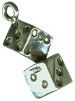 Dice 3D Sterling Silver Charm Penant for Necklace or Charm Bracelet
