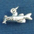 Fishing, 3D Sterling Silver Catfish Charm Pendant