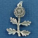 Flower: Dandelion 3D Sterling Silver Charm Pendant