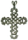 Cross with Woven Pattern Sterling Silver Charm Pendant