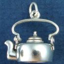 Stove Top Medium 3D Tea Kettle Sterling Silver Charm Pendant