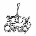100% Crazy Word Charm and Message Phrase Sterling Silver Charm Pendant