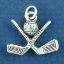 Golf Clubs with Ball 3D Sterling Silver Charm Pendant