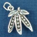 Pea Pods 3D Sterling Silver Food Charm Pendant