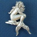 Mermaid Sitting on Rocks Sterling Silver Pendant