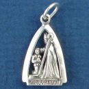 Religious Christian Confirmation Charm Pendant with Bishop and Child in Sterling Silver