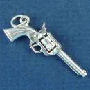 Cowboy's Western Style Hand Gun 3D Sterling Silver Charm Pendant