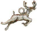 Deer Charm Leaping 3D Sterling Silver Pendant