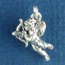 Cupid Angel with Bow and Arrow 3D Sterling Silver Charm Pendant