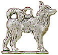 Dog, Husky 3D Sterling Silver Charm Pendant