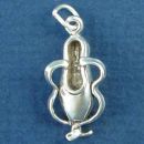 Ballet Toe Shoe Slipper 3D Sterling Silver Charm Pendant