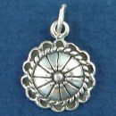 Southwest Round Design Concho with Scalloped Edge Sterling Silver Charm Pendant