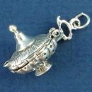 Genie's Lamp Moveable 3D Sterling Silver Charm Pendant