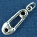 Baby Dipper Safety Pin 3D Sterling Silver Charm Pendant