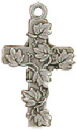 Cross with Grape Leaves Design Sterling Silver Charm Pendant