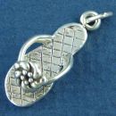 Ladies Sandal Shoe with Flower Accent 3D Sterling Silver Charm Pendant
