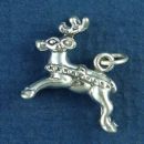 Christmas Reindeer Dressed for the Holiday 3D Sterling Silver Charm Pendant