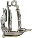 Ship Pirate Nautical 3D Sterling Silver Charm Pendant