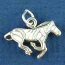 Zebra Running with White Enamel Accents 3D Sterling Silver Charm Pendant