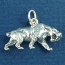 Dinosaur Saber Toothed Tiger 3D Sterling Silver Charm Pendant