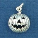 Halloween Jack O Lantern Sterling Silver Charm Pendant