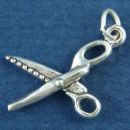 Sewing Pinking Shears 3D Sterling Silver Scissors Charm Pendant