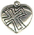 Heart Puffed with Cross Sterling Silver Charm Pendant