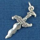 Pirate Dagger type Knive with Eagle Head Handle 3D Sterling Silver Charm Pendant