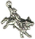 Cowboy Bull Rider 3D Sterling Silver Charm Pendant