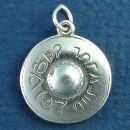 UFO Flying Saucer with Alien Writing 3D Sterling Silver Charm Pendant