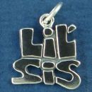 Sister, Lil Sis Sterling Silver Word Phrase Family Charm Pendant