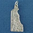 State of Delaware Sterling Silver Charm Pendant and Cities Dover and Wilmington with Picture of Dupont Chemical Company and Sky Tram